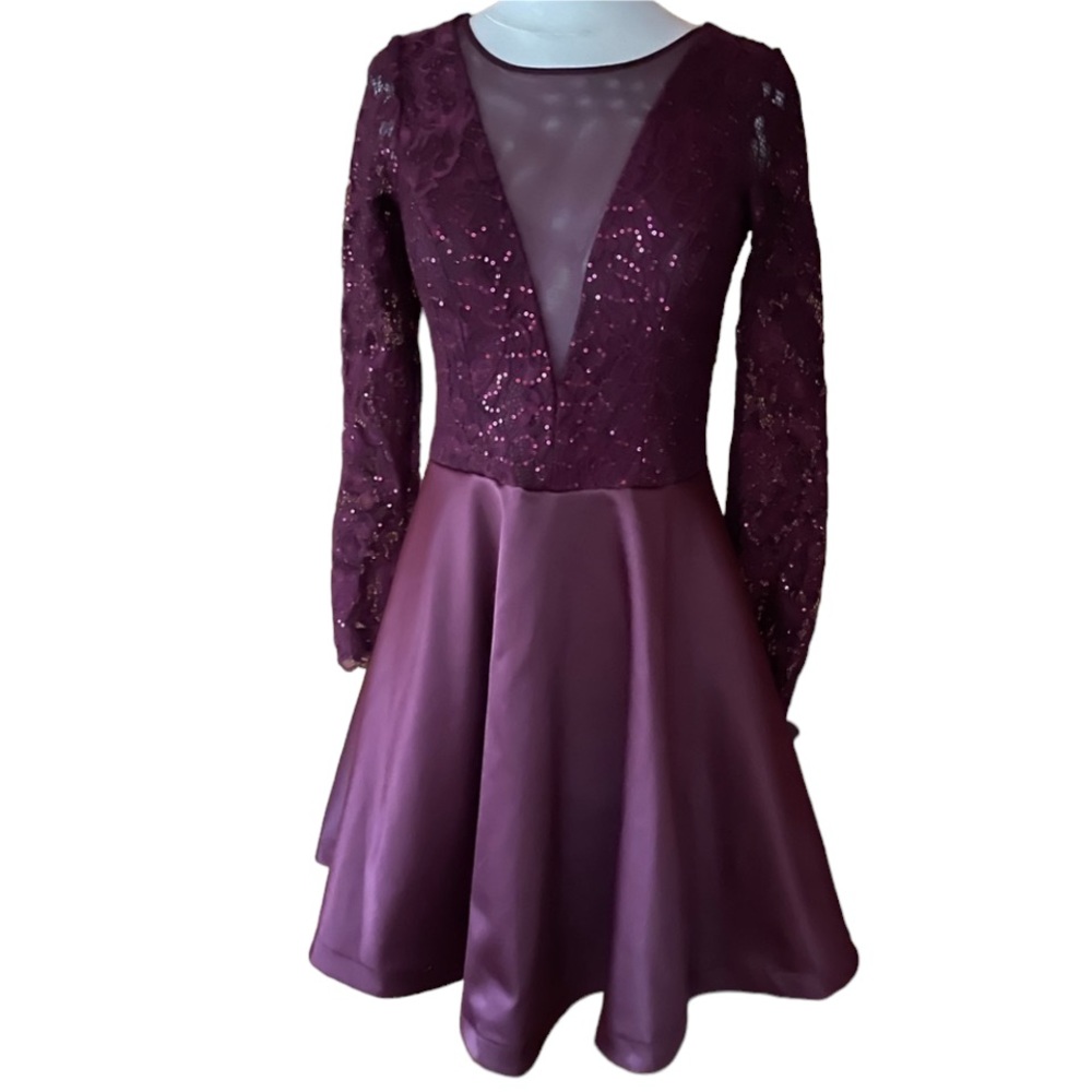 My Michelle Sequin/Lace Wine Colored Cocktail Party Dress